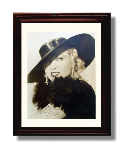 Mae West - Feather Boa Wide Hat Classic Hollywood Glamour Look movie wall art 8x10 Beveled Frame