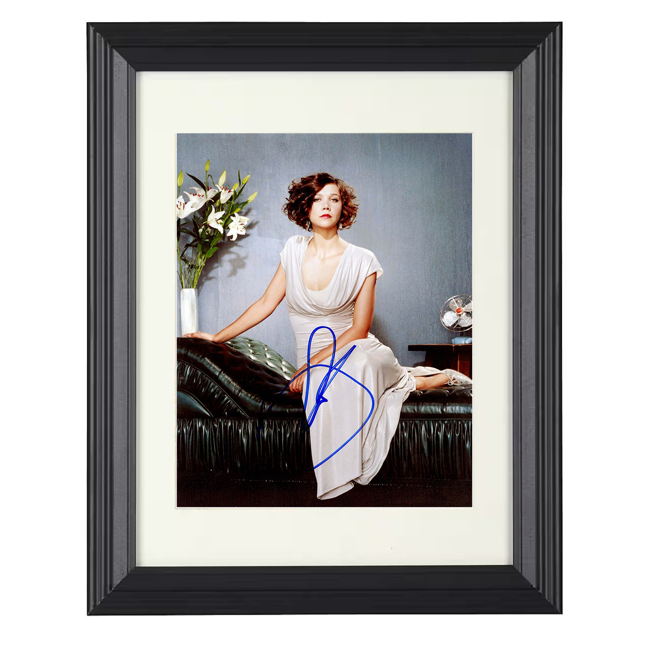 Maggie Gyllenhaal – Elegant Dress Marker Promo Image – 8x10 black beveled framed movie wall art