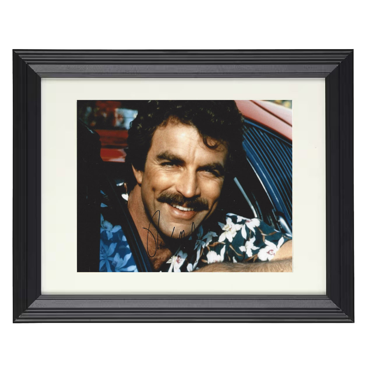 Magnum P.I. – Tom Selleck – Mustache Rides Image – 8x10 black beveled framed movie wall art