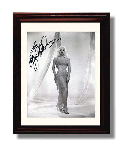 Mamie Van Doren - Classic Hollywood Fringe Gown Studio Glam Signed movie wall art 8x10 Beveled Frame