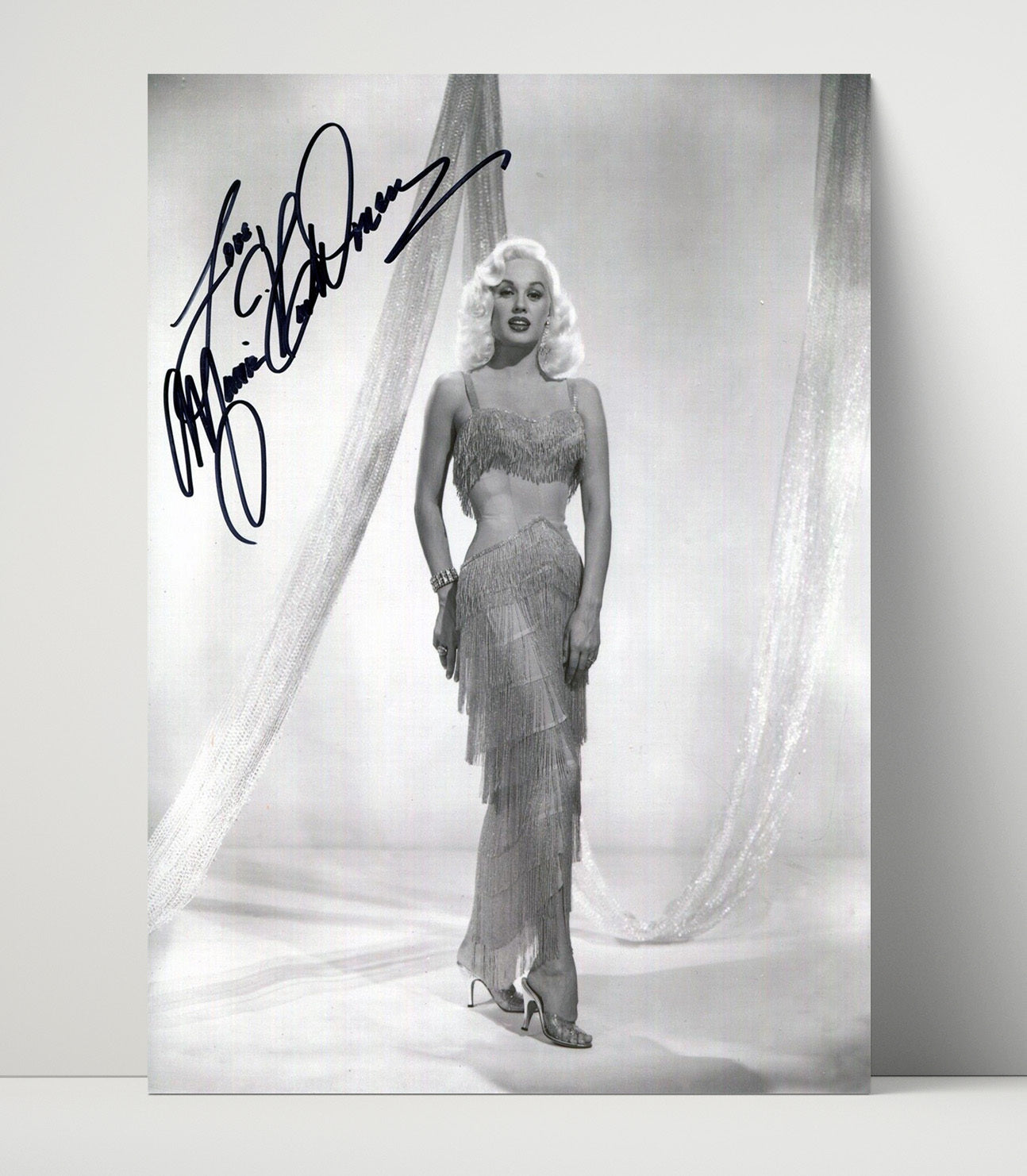 Mamie Van Doren - Classic Hollywood Fringe Gown Studio Glam Signed Vintage Movie Wall Art - 16x20 Unframed Print movie decor