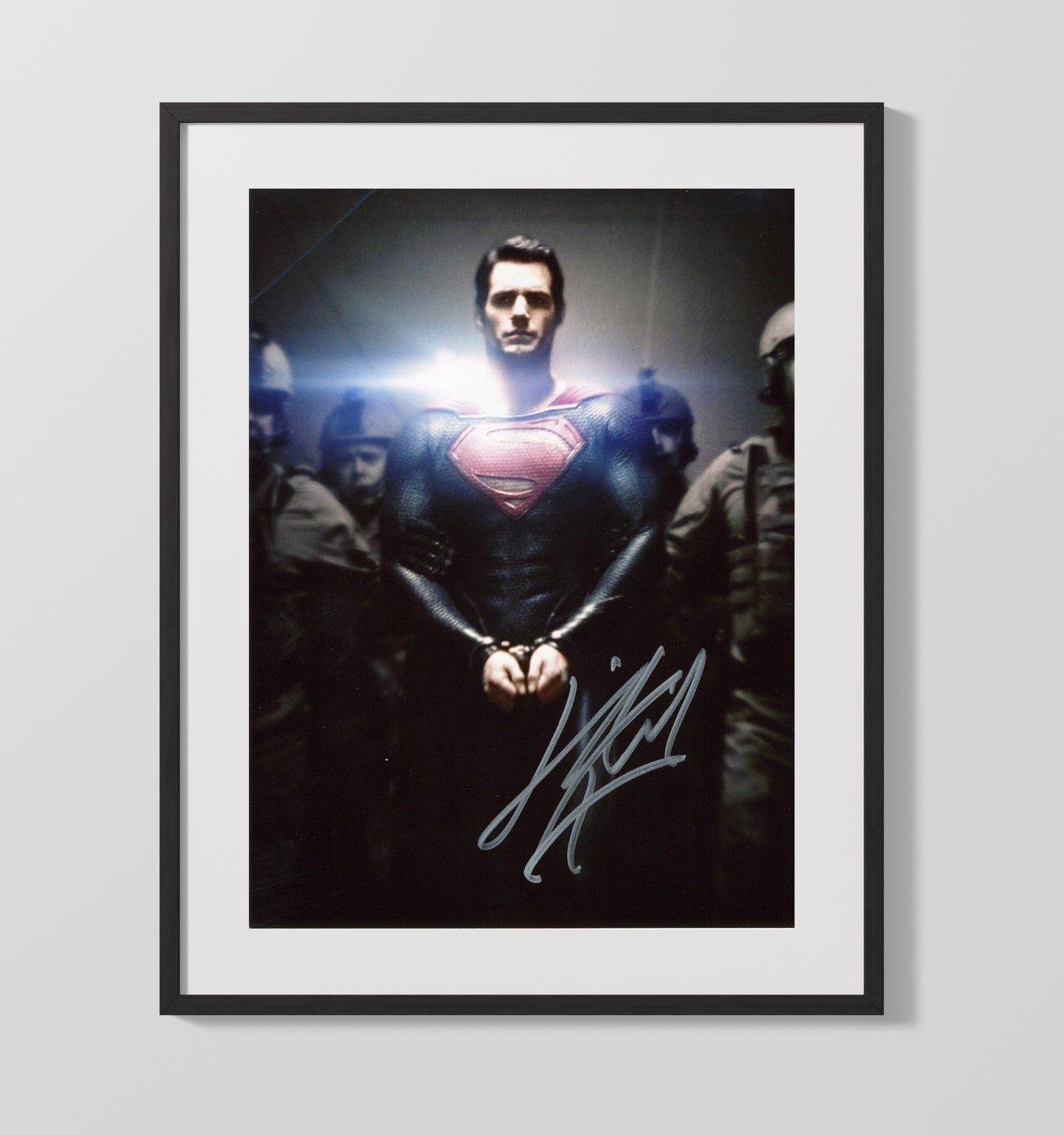Man of Steel - Henry Cavill - SupermanCaptured Hero Defiance Vintage Movie Wall Art - 16x20 Gallery Frame movie decor