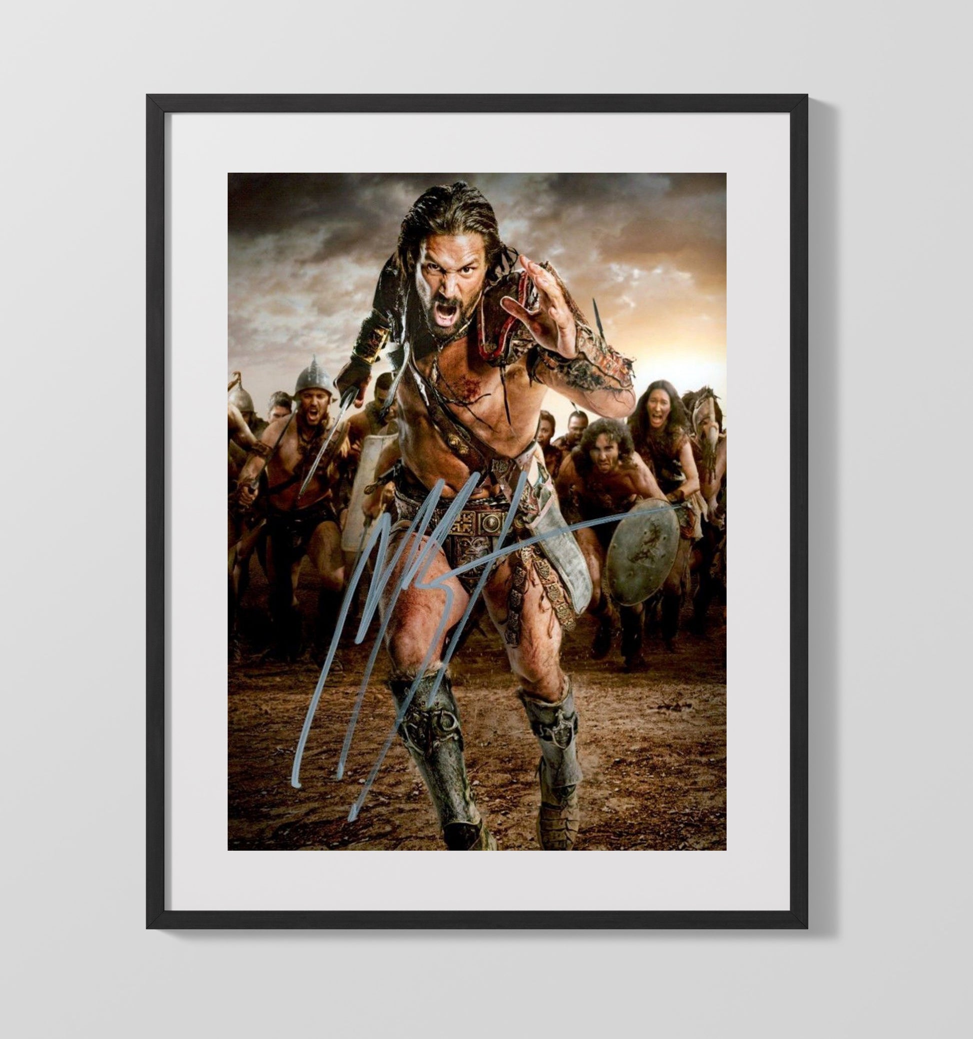 Manu Bennett - Battle Charge Warrior Signed movie wall art 16x20 Gallery Frame