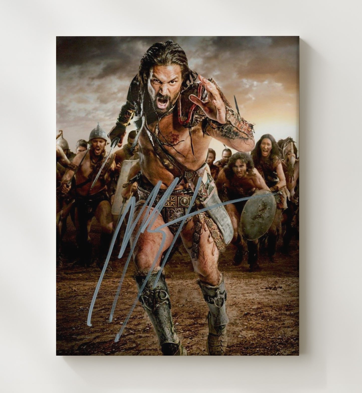 Manu Bennett - Battle Charge Warrior Signed Vintage Movie Wall Art - 20x24 Canvas movie decor
