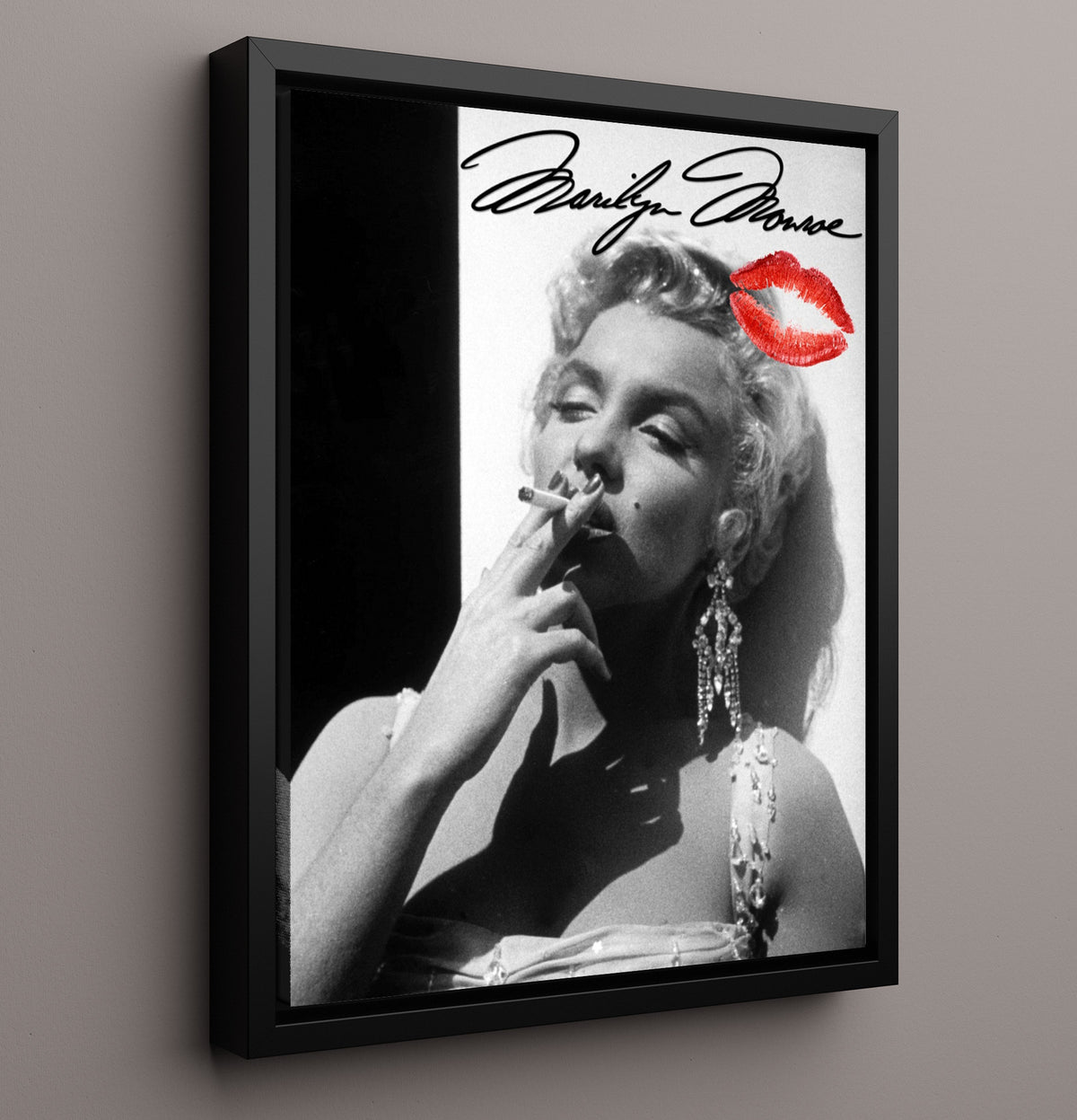 Marilyn Monroe - Cigarette Glam Classic Hollywood Seduction Signed movie wall art 16x20 Framed Canvas
