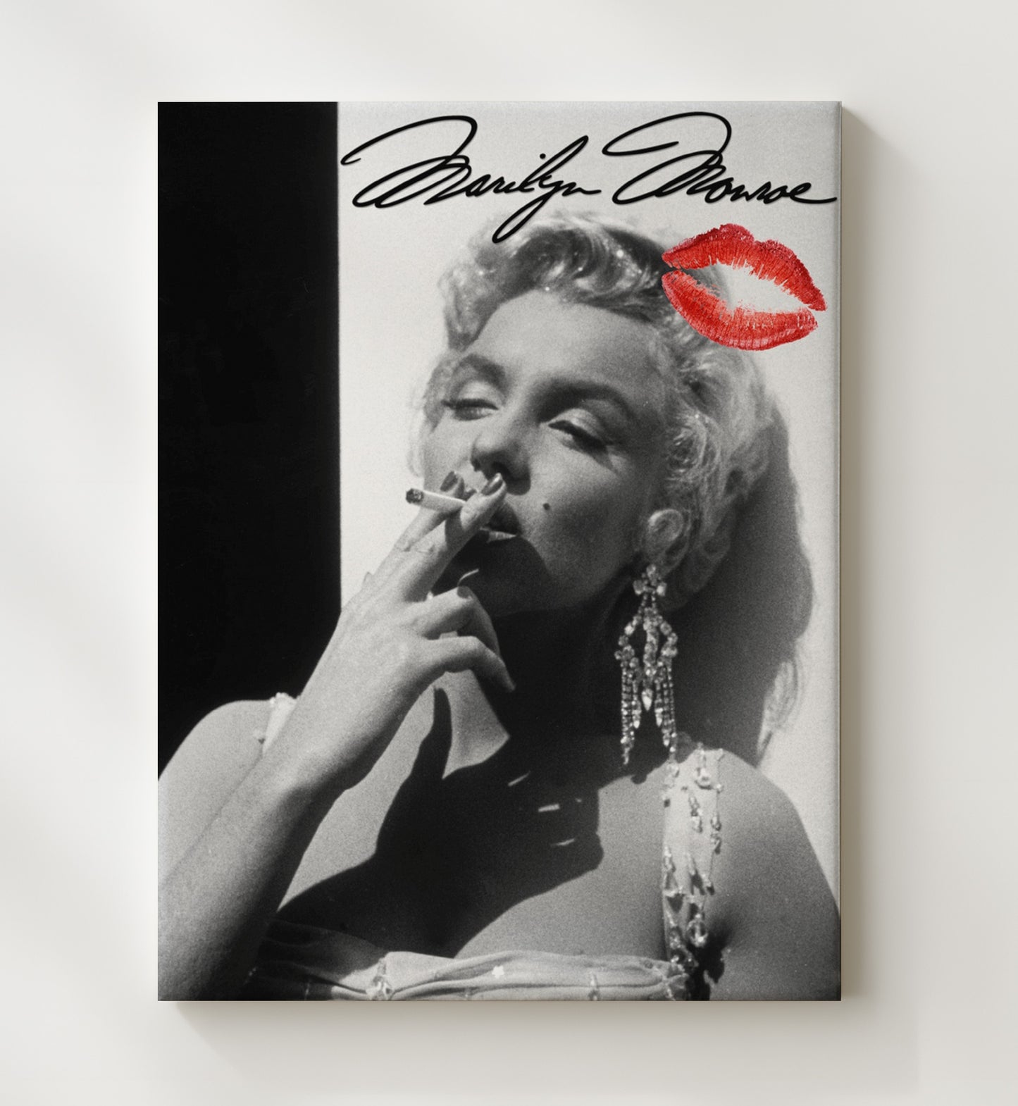 Marilyn Monroe - Cigarette Glam Classic Hollywood Seduction Signed movie wall art 20x24 Canvas