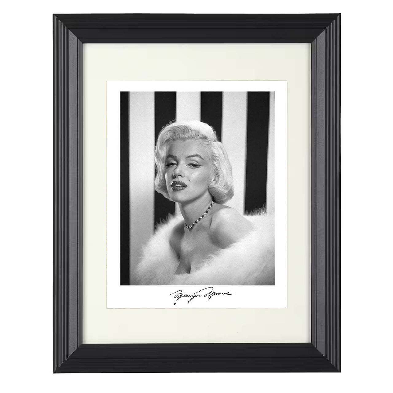 Marilyn Monroe – Soft Fur Glamour Promotional Elegance Look – 8x10 black beveled framed movie wall art