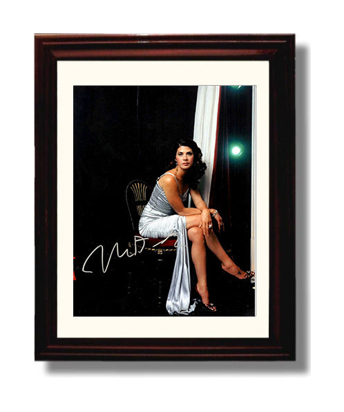Marisa Tomei - Elegant Silver Evening Gown Seated Look Signed movie wall art 8x10 Beveled Frame