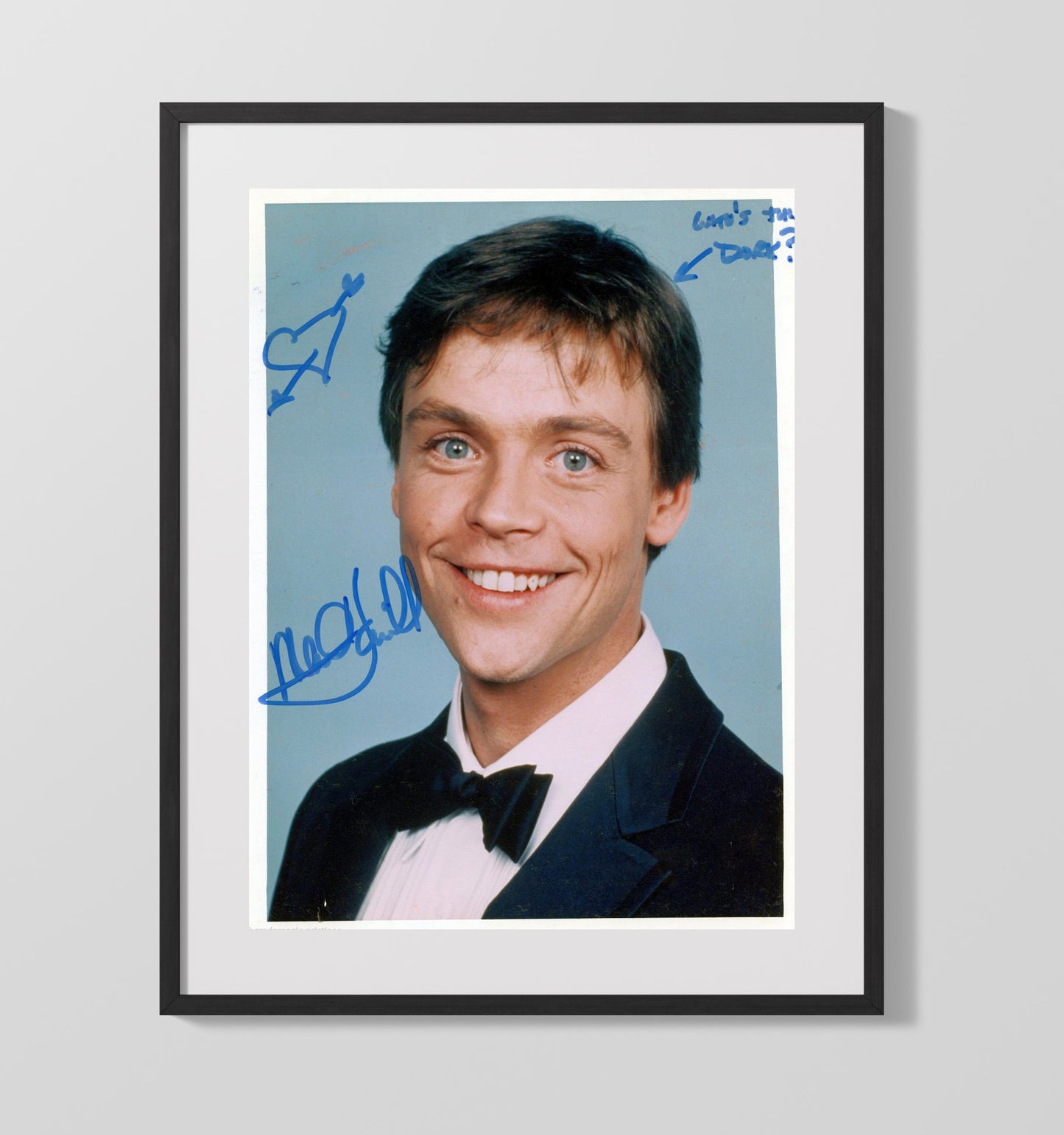 Mark Hamill - Young Tuxedo Grin Playful Autograph Headshot Vintage Movie Wall Art - 16x20 Gallery Frame movie decor