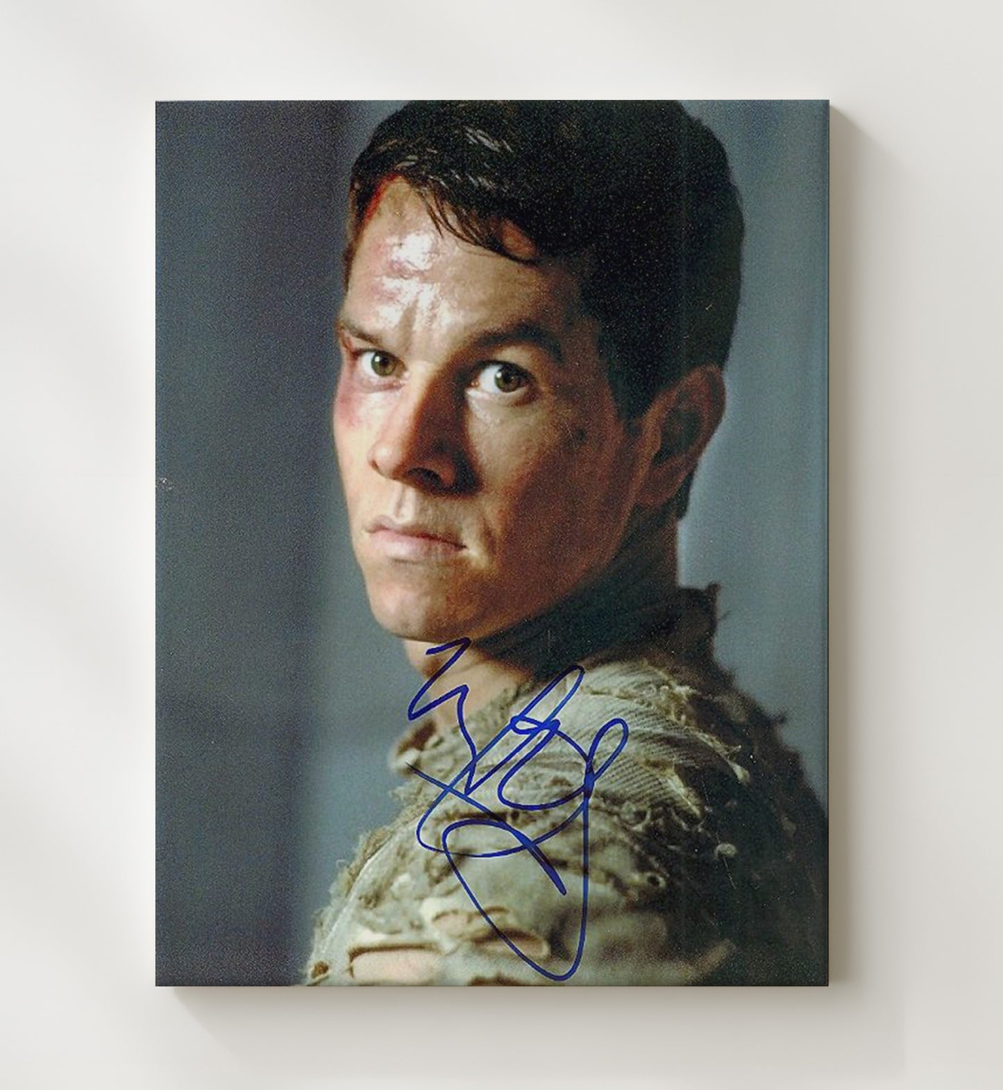 Mark Wahlberg - Intense Battle Worn Grit Dramatic Character Look Signed Vintage Movie Wall Art - 20x24 Canvas movie decor