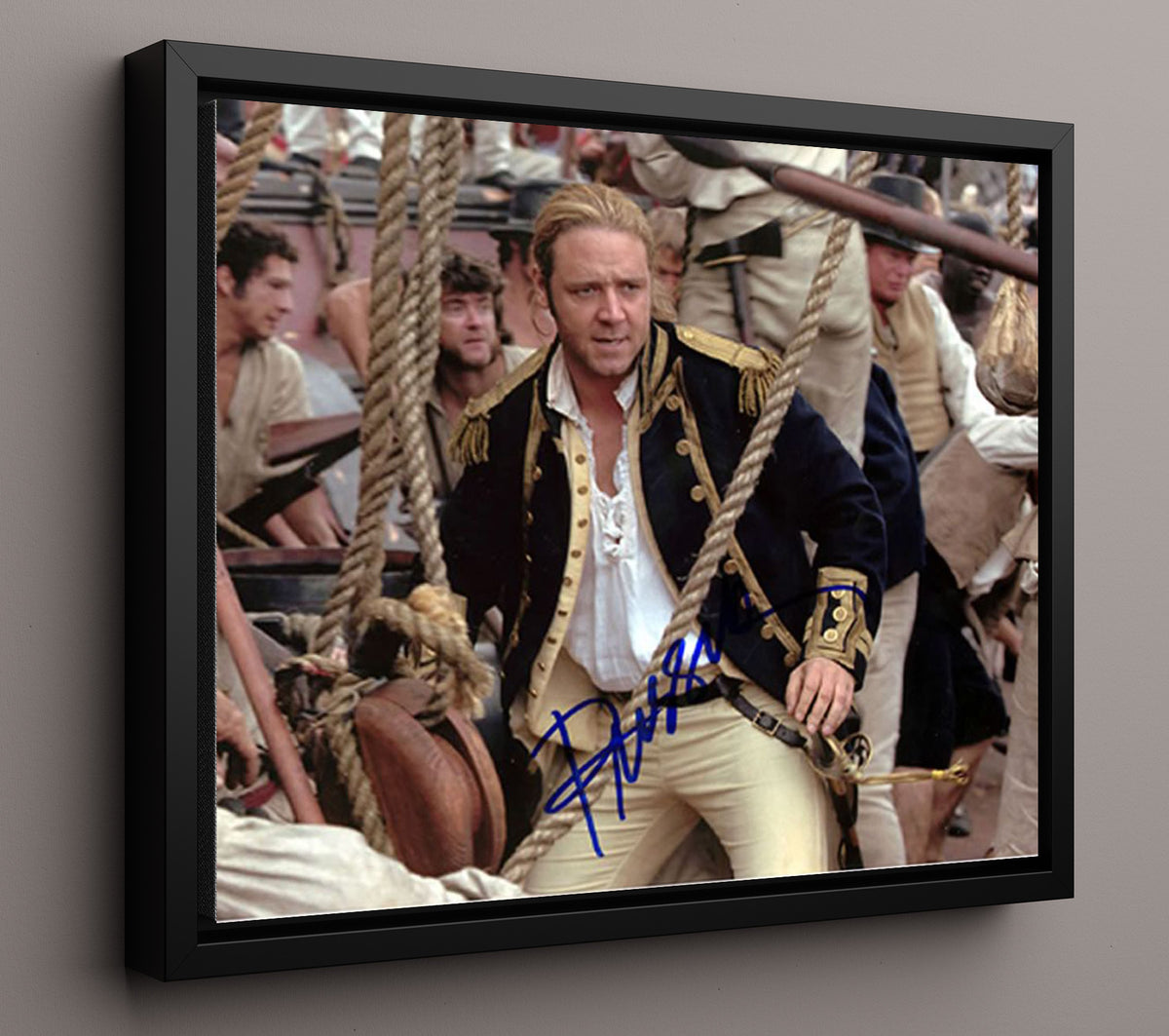 Master and Commander - Russell Crowe - Captain Jack Aubrey - Naval coat ship deck movie wall art 16x20 Framed Canvas