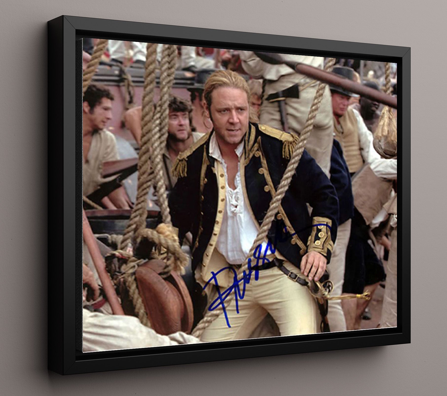Master and Commander - Russell Crowe - Captain Jack Aubrey - Naval coat ship deck movie wall art 16x20 Framed Canvas