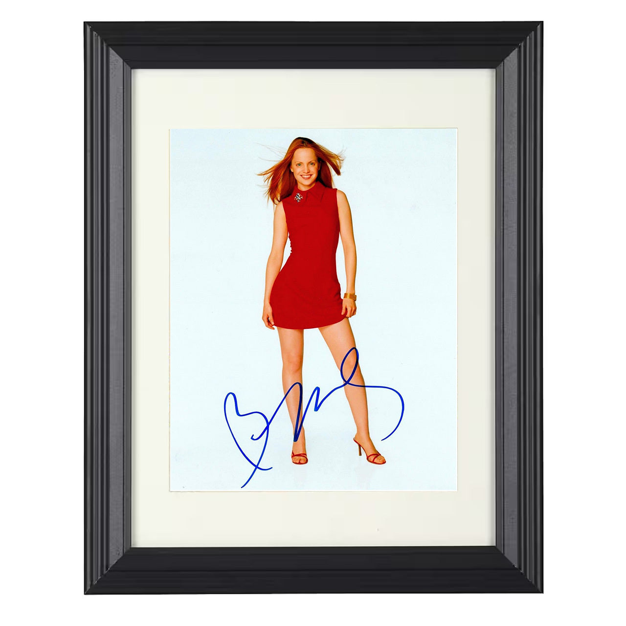 Mena Suvari – Classic Red Dress Hollywood Elegance – 8x10 black beveled framed movie wall art