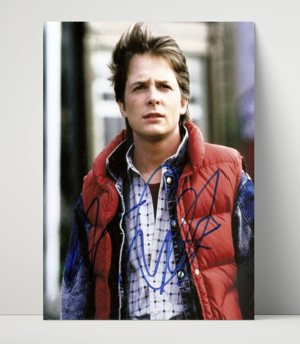Michael J. Fox - Back to the Future Marty McFly Red Vest Photograph movie wall art 16x20 Unframed Print