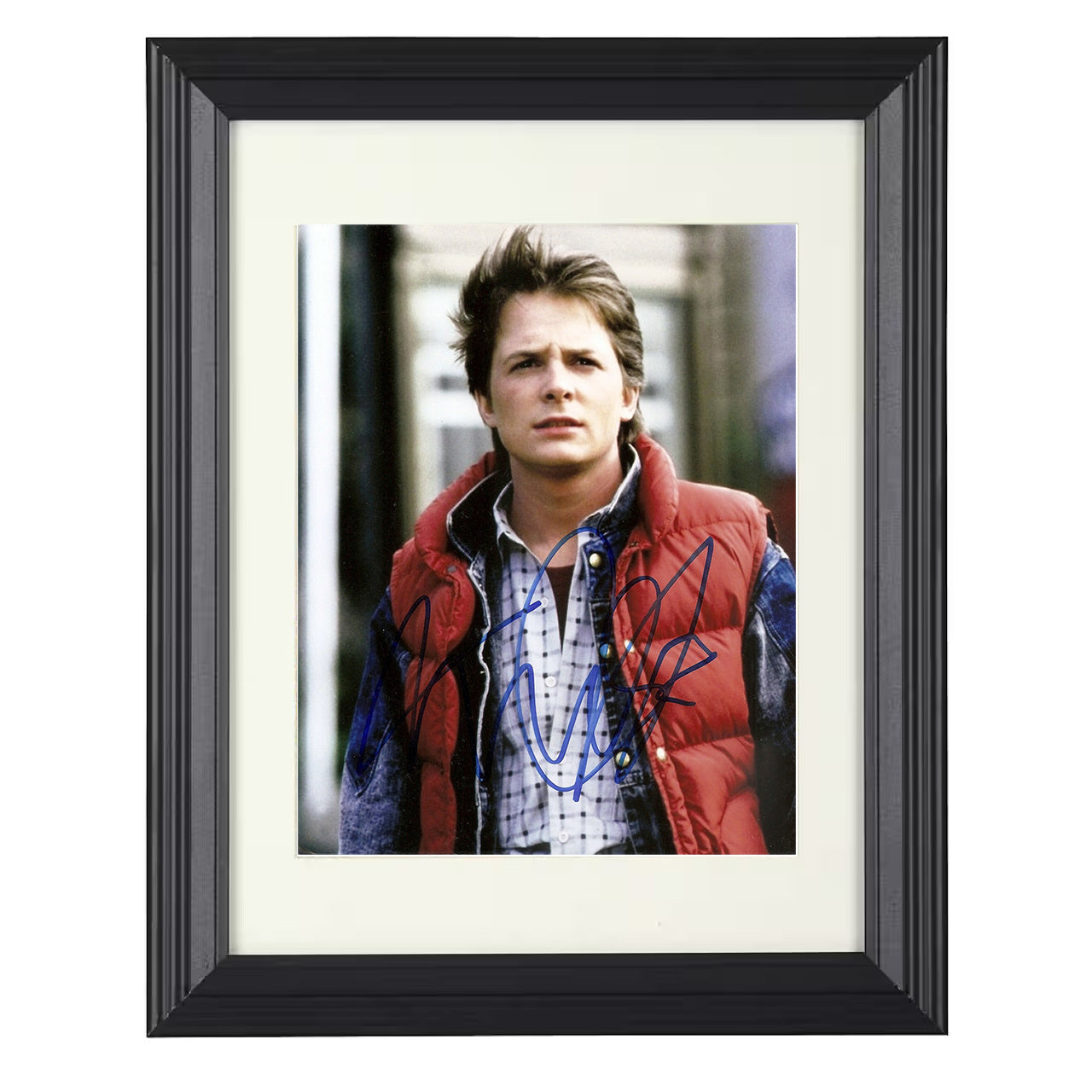 Michael J. Fox – Back to Red Vest Image – 8x10 black beveled framed movie wall art
