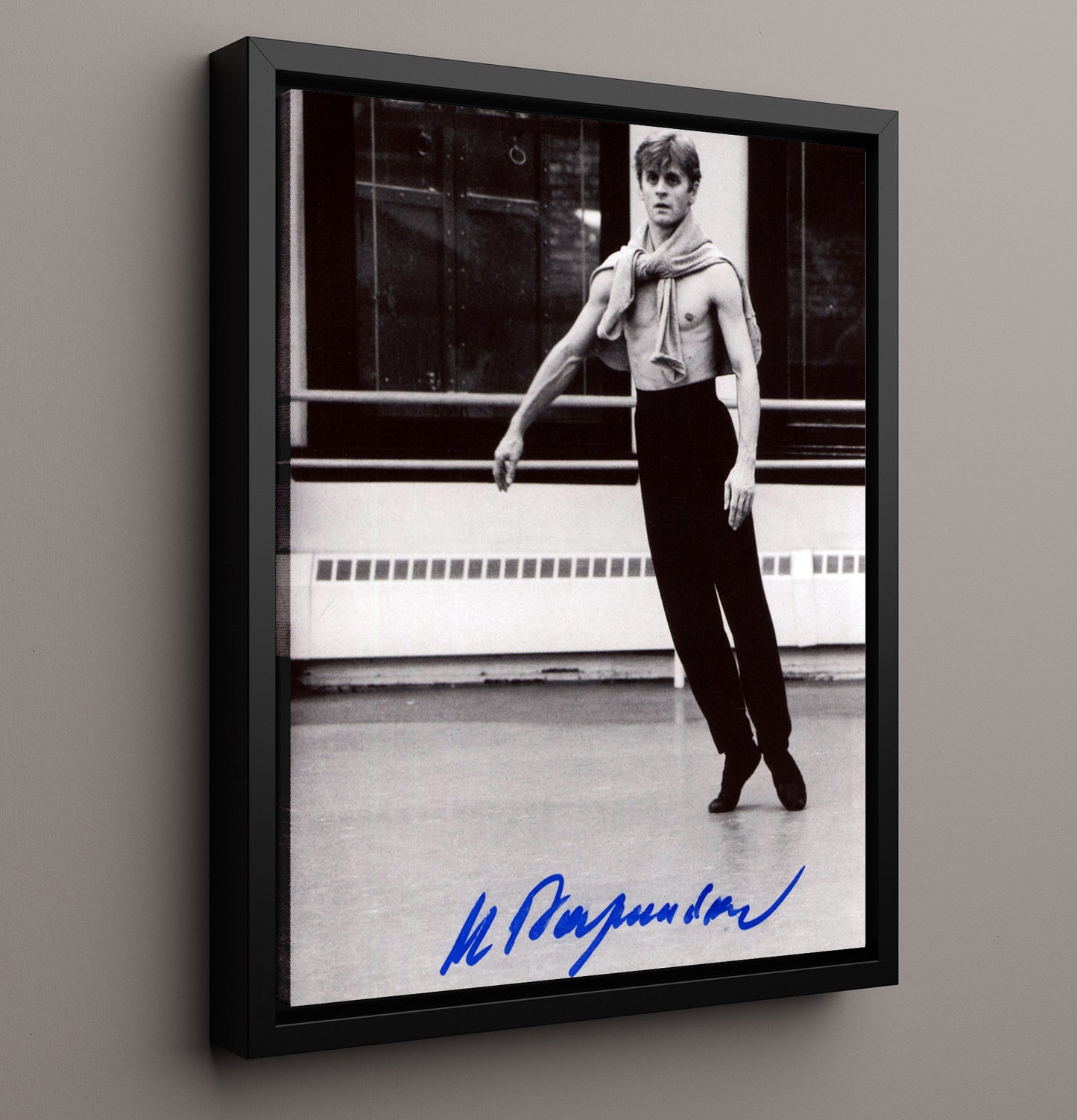 Mikhail Baryshnikov - Ballet Legend Dance Studio Power Pose Vintage Movie Wall Art - 16x20 Framed Canvas movie decor