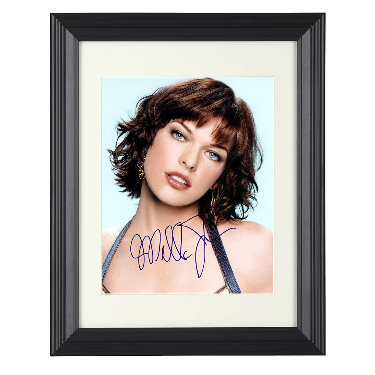 Mila Jovovich – Fierce Action Hero Intense Warrior Look – 8x10 black beveled framed movie wall art