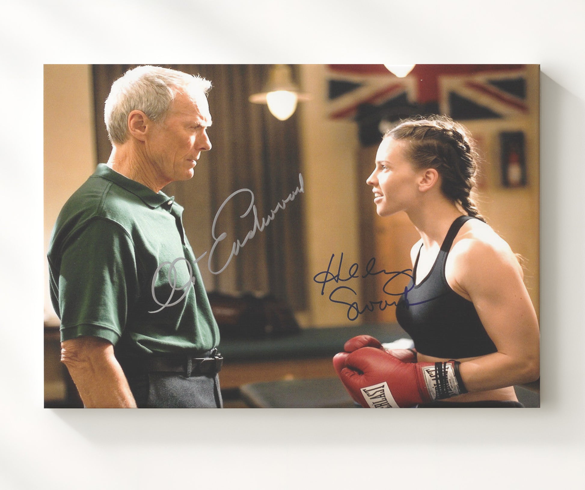 Million Dollar Baby - Clint Eastwood - Frankie Dunn - Hilary Swank - Maggie Fitzgerald - Boxing gym gloves Vintage Movie Wall Art - 20x24 Canvas movie decor