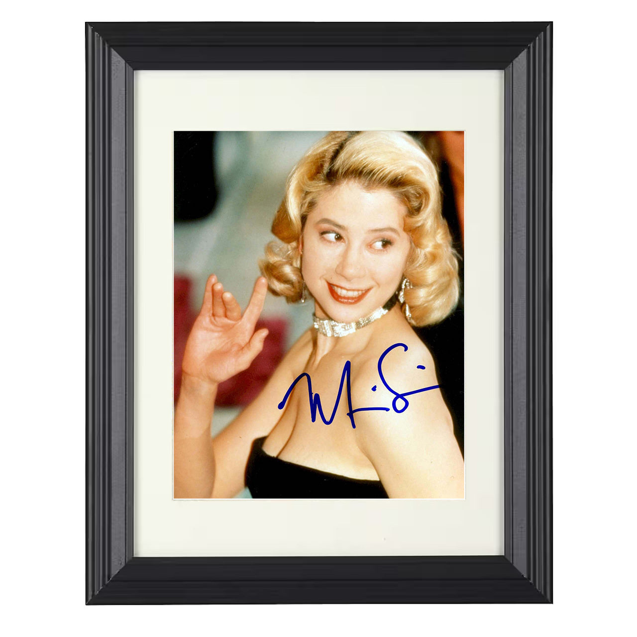 Mira Sorvino – Radiant Hollywood Star Classic Glam – 8x10 black beveled framed movie wall art