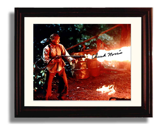Missing in Action - Chuck Norris - Colonel Braddock - Flamethrower Jungle Assault Scene movie wall art 8x10 Beveled Frame