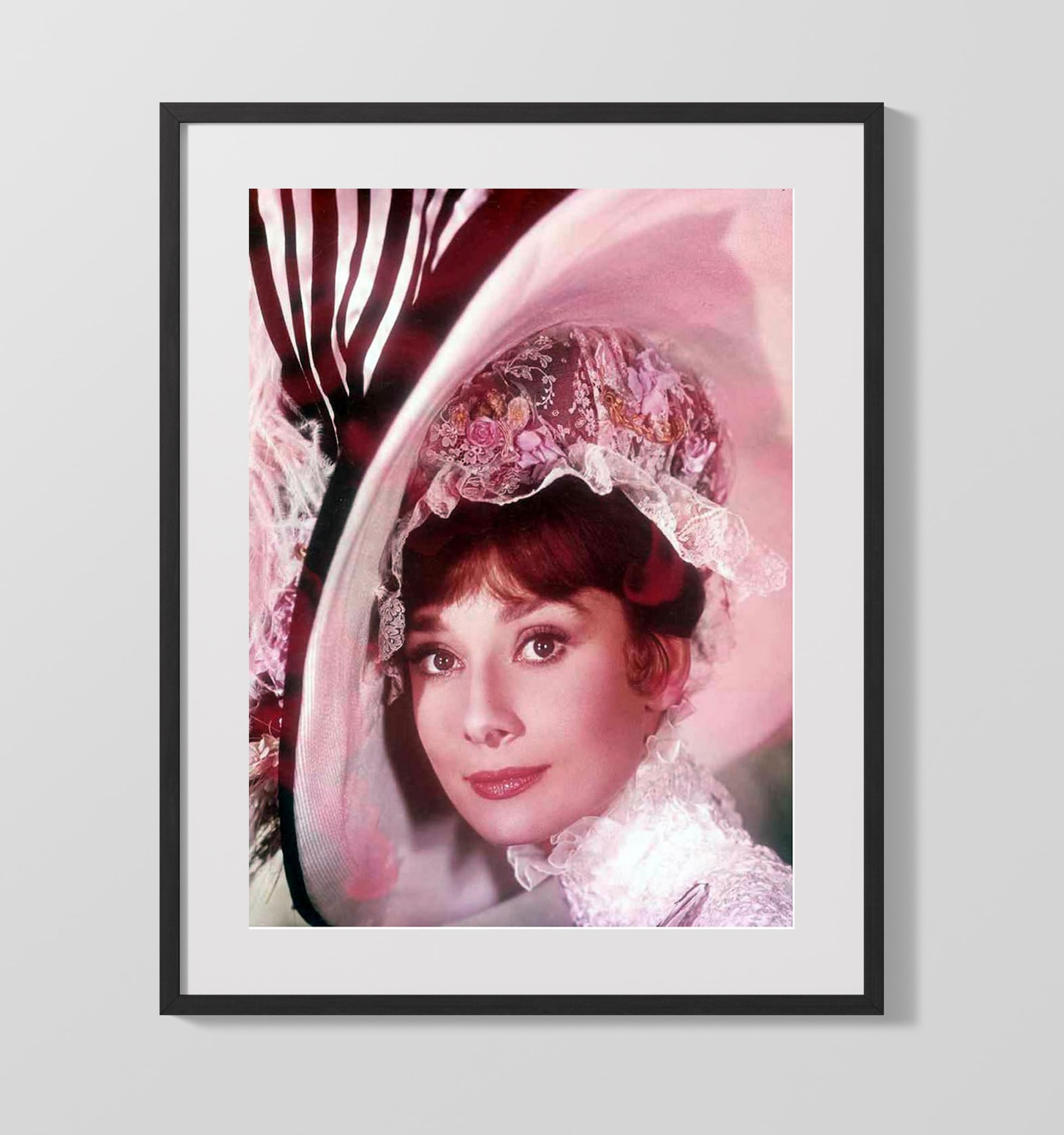 My Fair Lady - Audrey Hepburn - Eliza Doolittle - Floral Hat Costume Photograph movie wall art 16x20 Gallery Frame