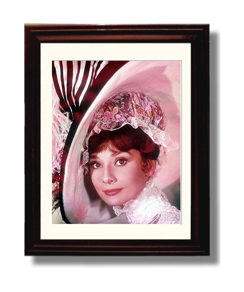 My Fair Lady - Audrey Hepburn - Eliza Doolittle - Floral Hat Costume Photograph movie wall art 8x10 Beveled Frame