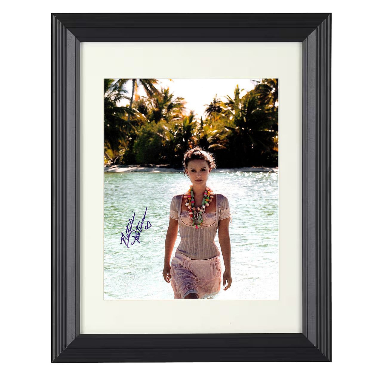 Natalie Portman Island Beauty – Classic Film Image – 8x10 black beveled framed movie wall art