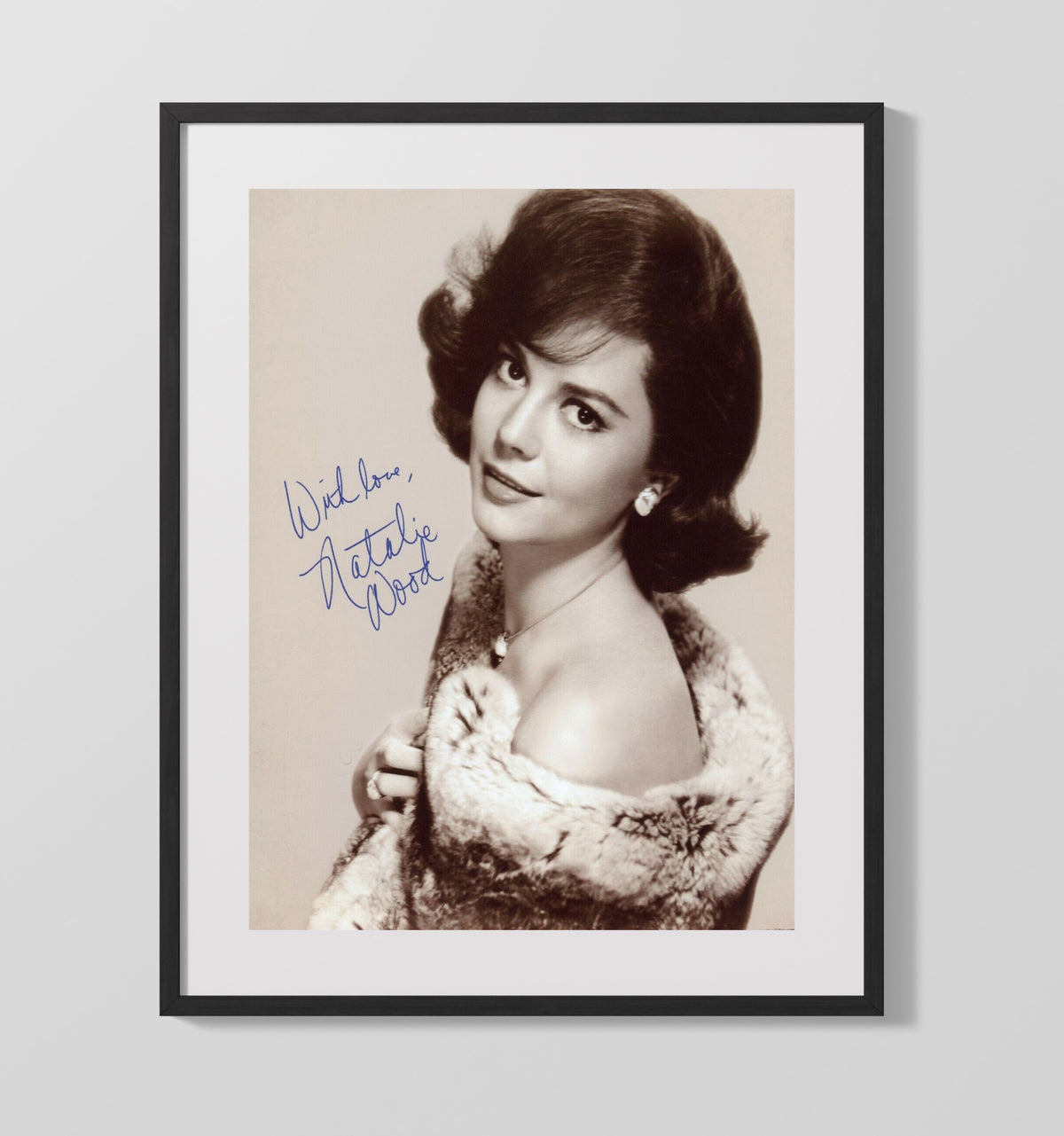 Natalie Wood Classic Hollywood Beauty Soft Fur Elegance movie wall art 16x20 Gallery Frame
