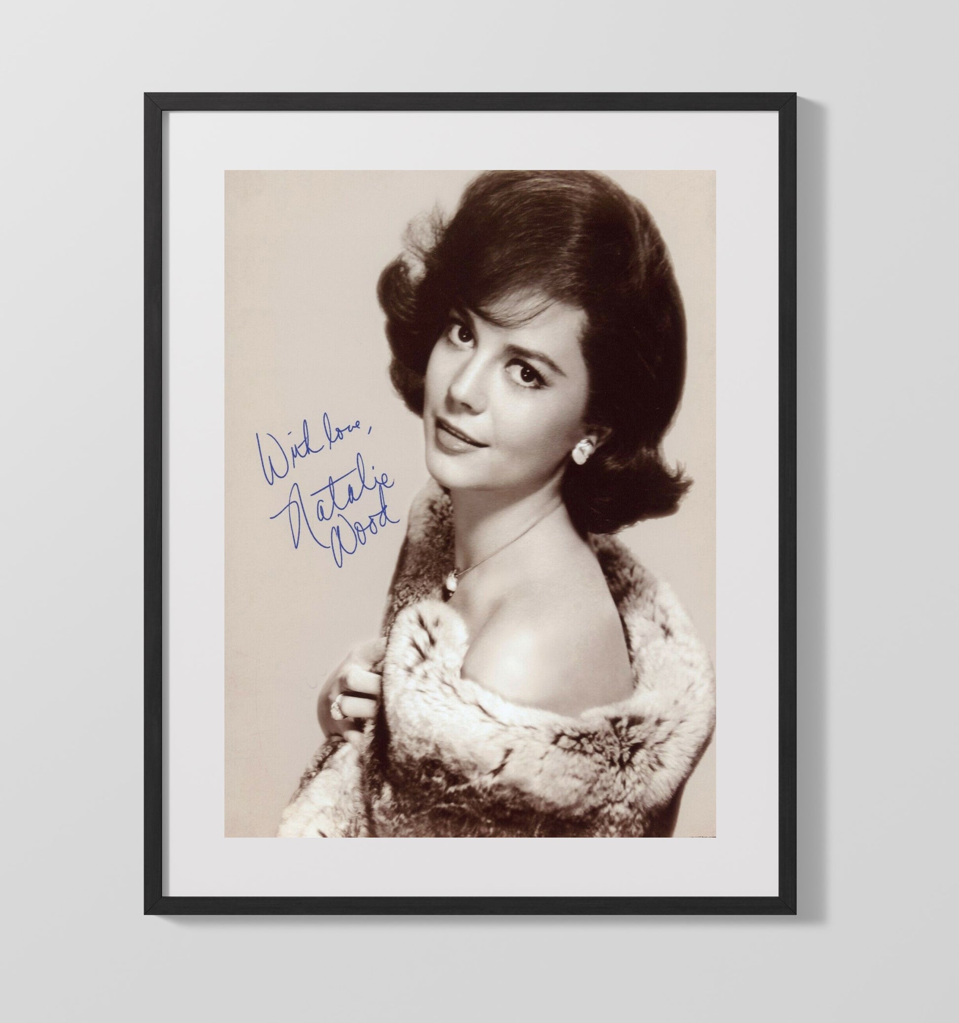 Natalie Wood Classic Hollywood Beauty Soft Fur Elegance movie wall art 16x20 Gallery Frame