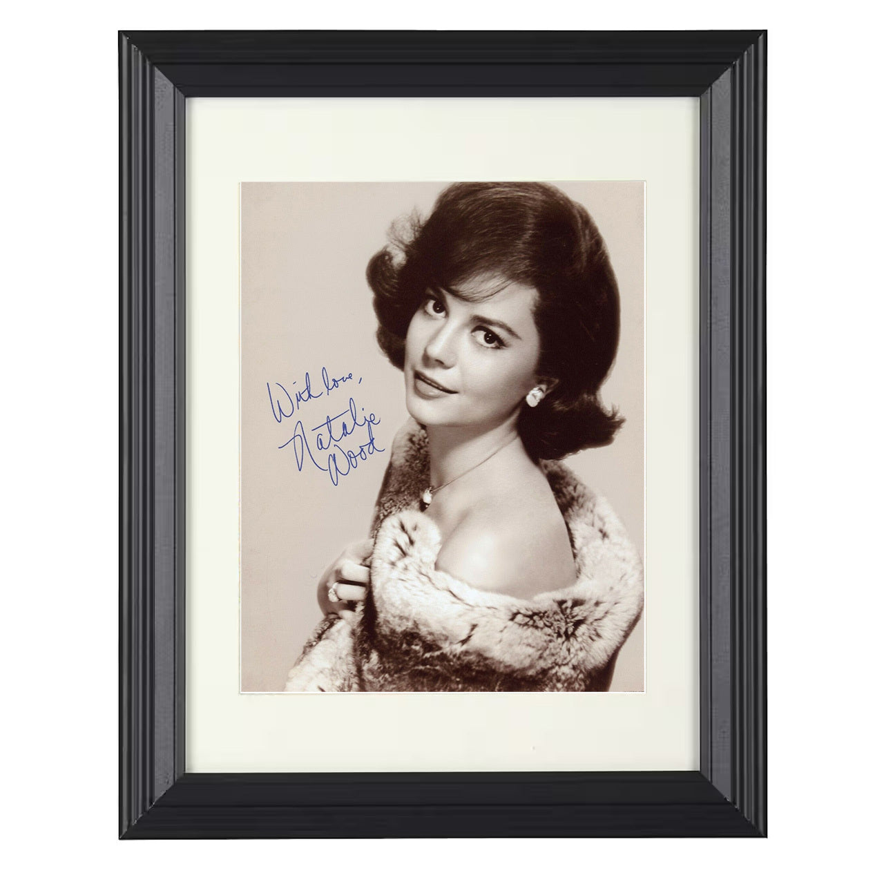 Natalie Wood Soft Fur Elegance – Classic Film Image – 8x10 black beveled framed movie wall art