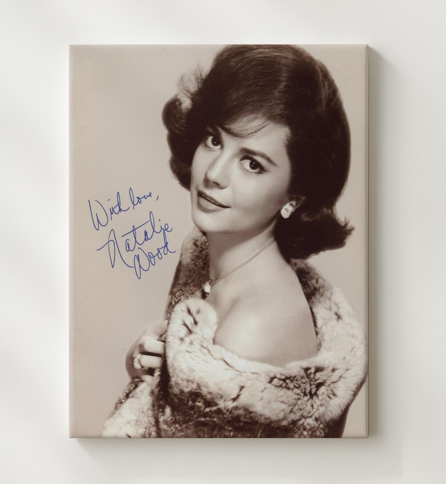 Natalie Wood Classic Hollywood Beauty Soft Fur Elegance movie wall art 20x24 Canvas