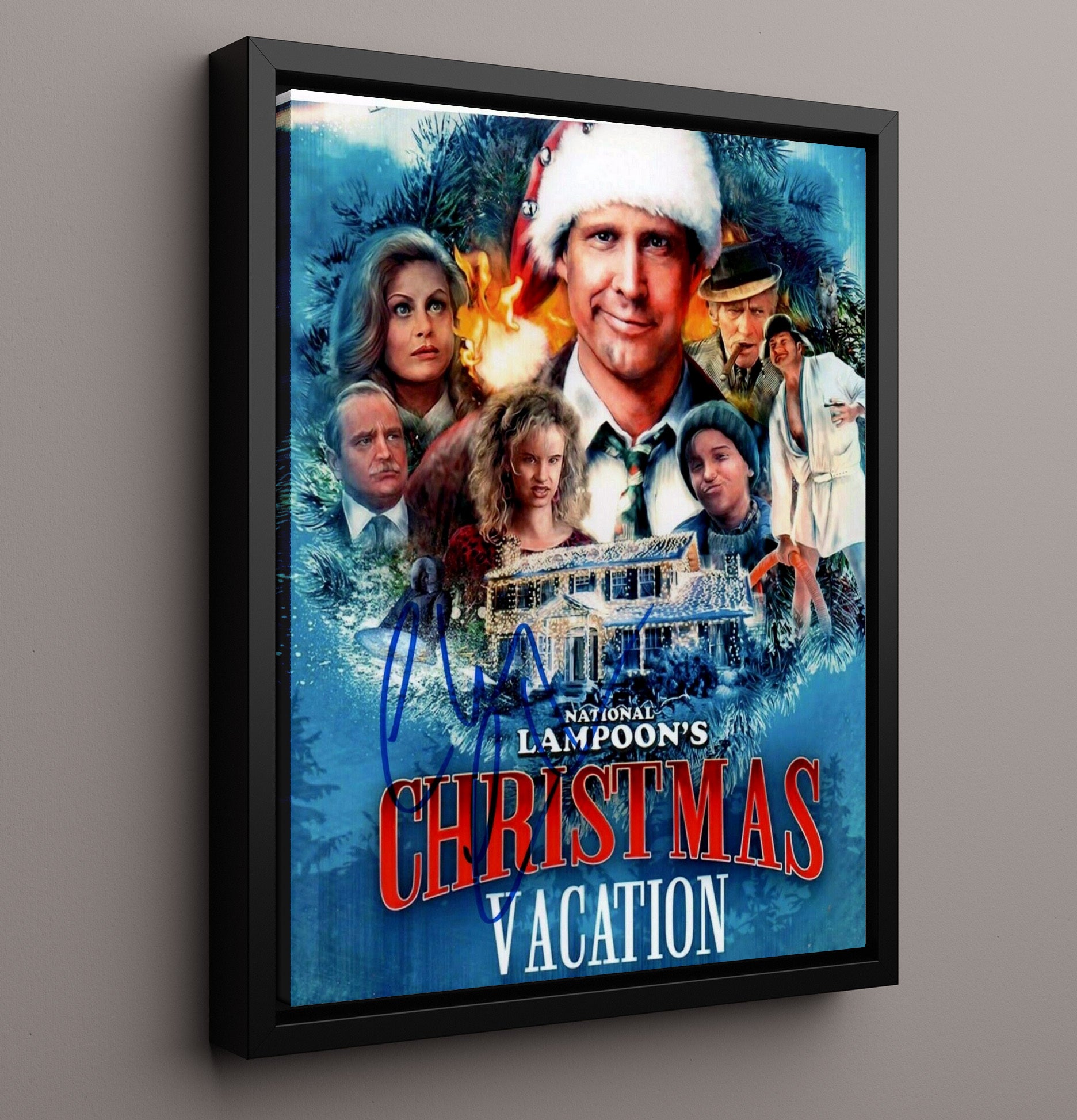 National Lampoons Christmas Vacation - Chevy Chase Griswold Holiday Chaos movie wall art 16x20 Framed Canvas