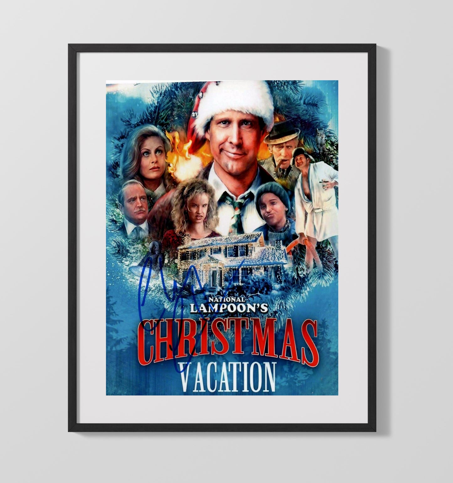 National Lampoons Christmas Vacation - Chevy Chase Griswold Holiday Chaos Vintage Movie Wall Art - 16x20 Gallery Frame movie decor