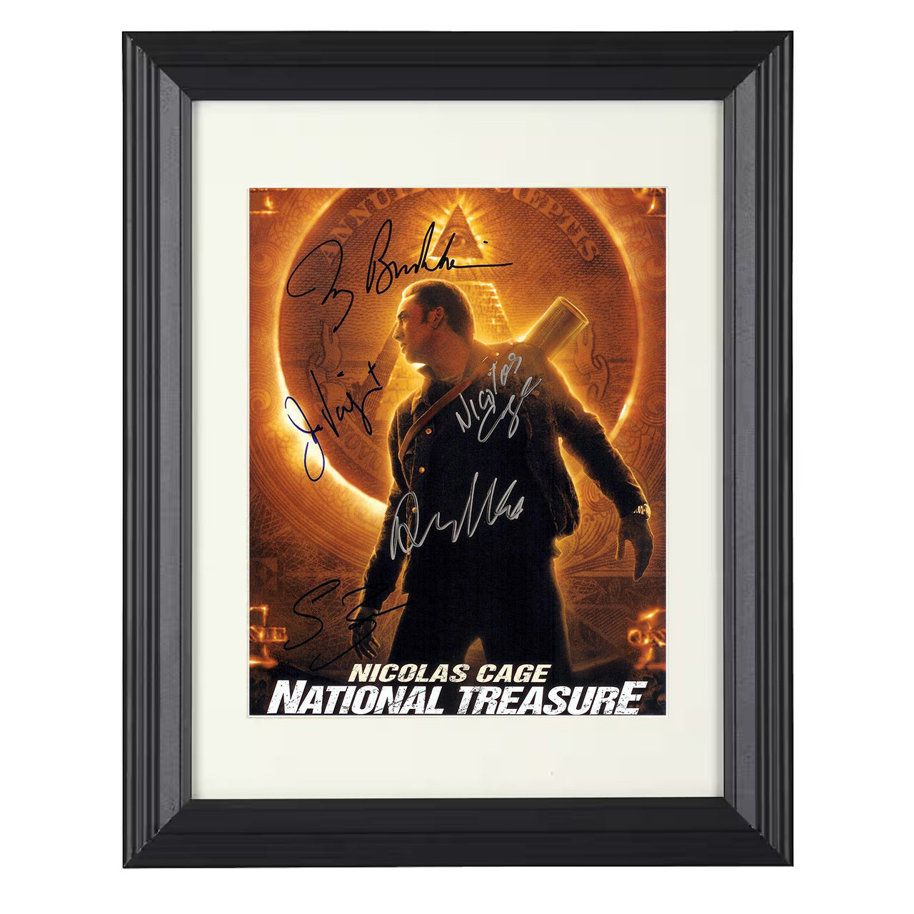 National Treasure – Nicolas Cage Hunt Adventure Team – 8x10 black beveled framed movie wall art