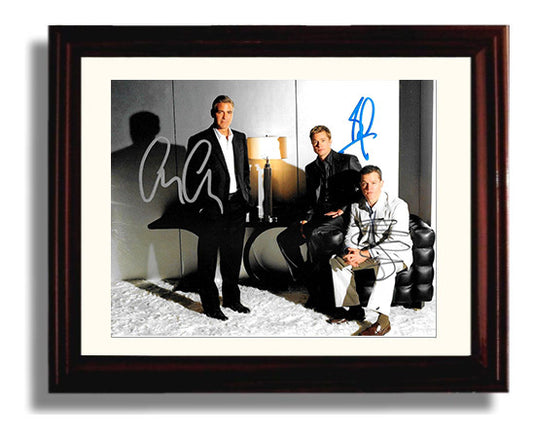 Oceans Eleven - George Clooney - Danny Ocean - Casino heist crew movie wall art 8x10 Beveled Frame