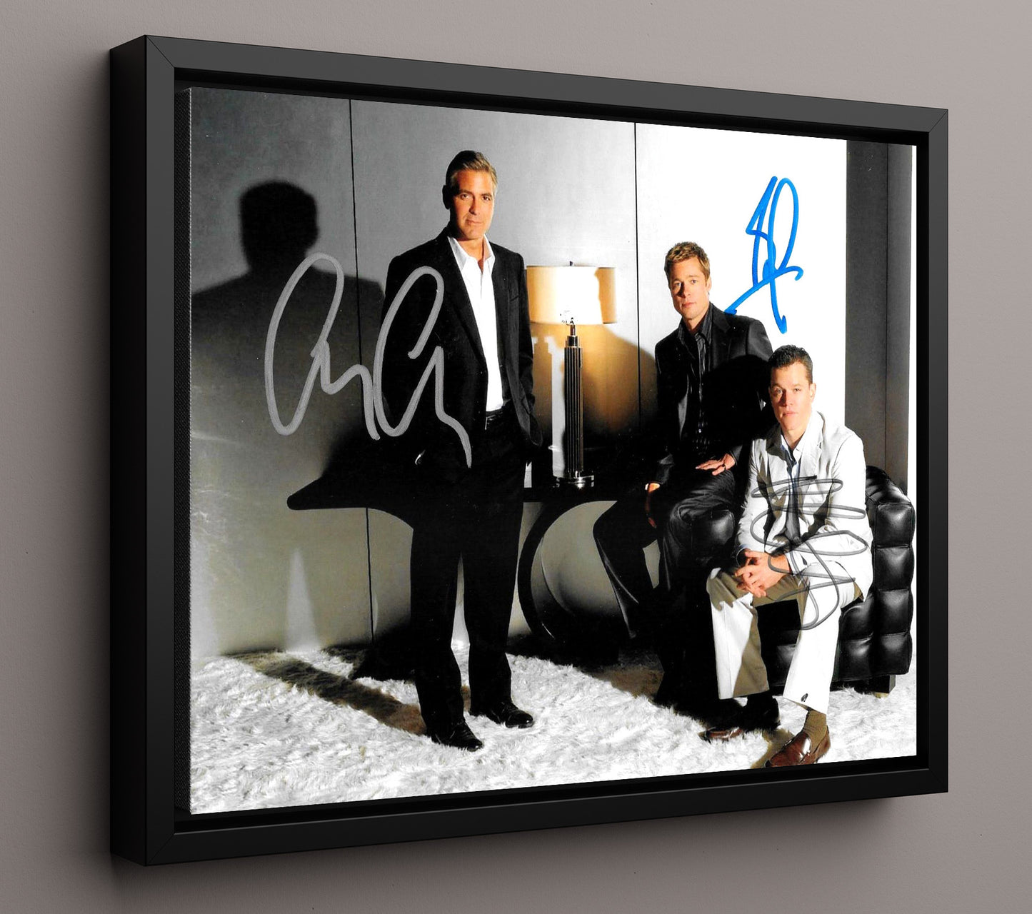 Oceans Eleven - George Clooney - Danny Ocean - Casino heist crew movie wall art 16x20 Framed Canvas