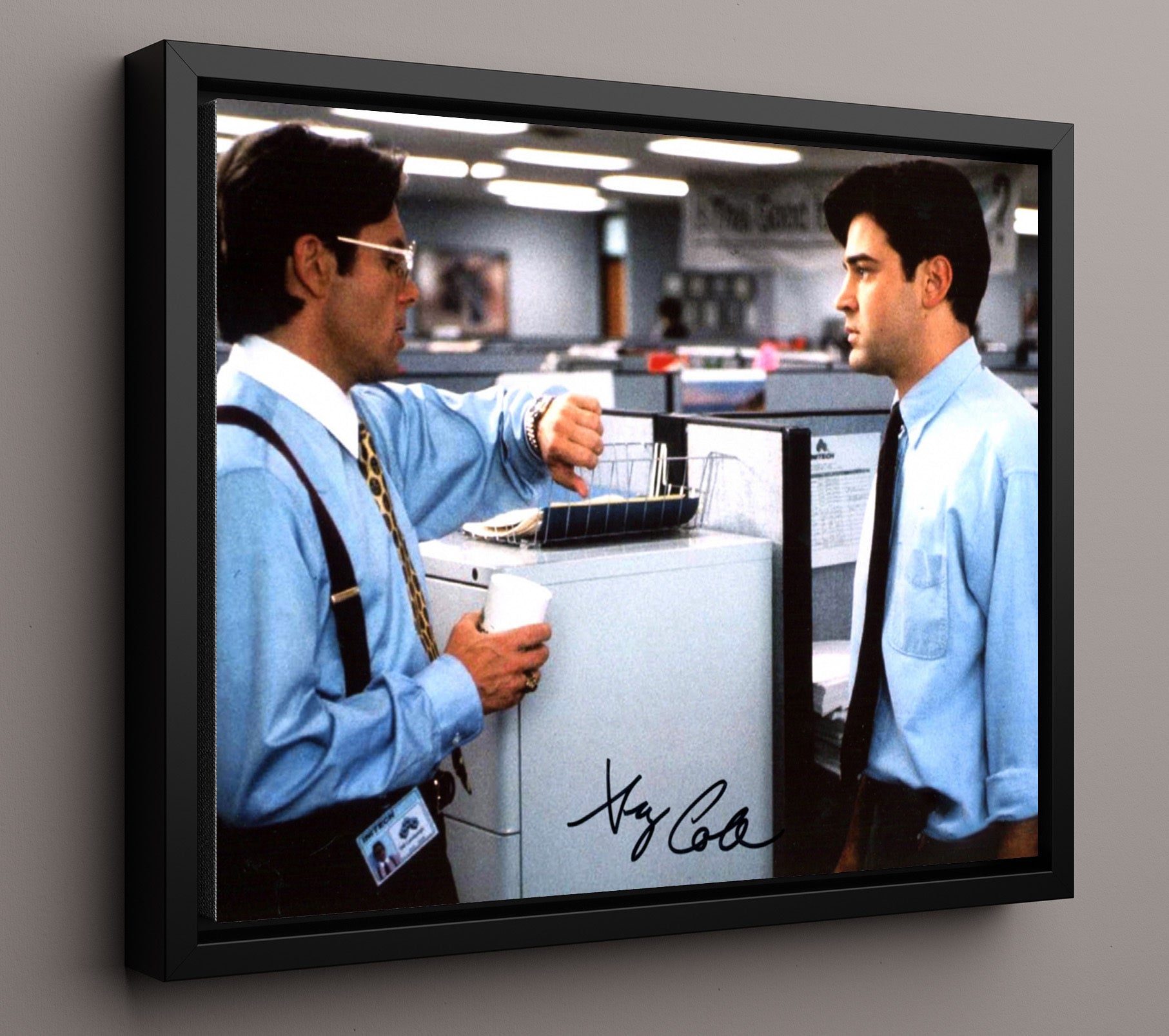 Office Space - Gary Cole - Lumbergh - Office Showdown Vintage Movie Wall Art - 16x20 Framed Canvas movie decor