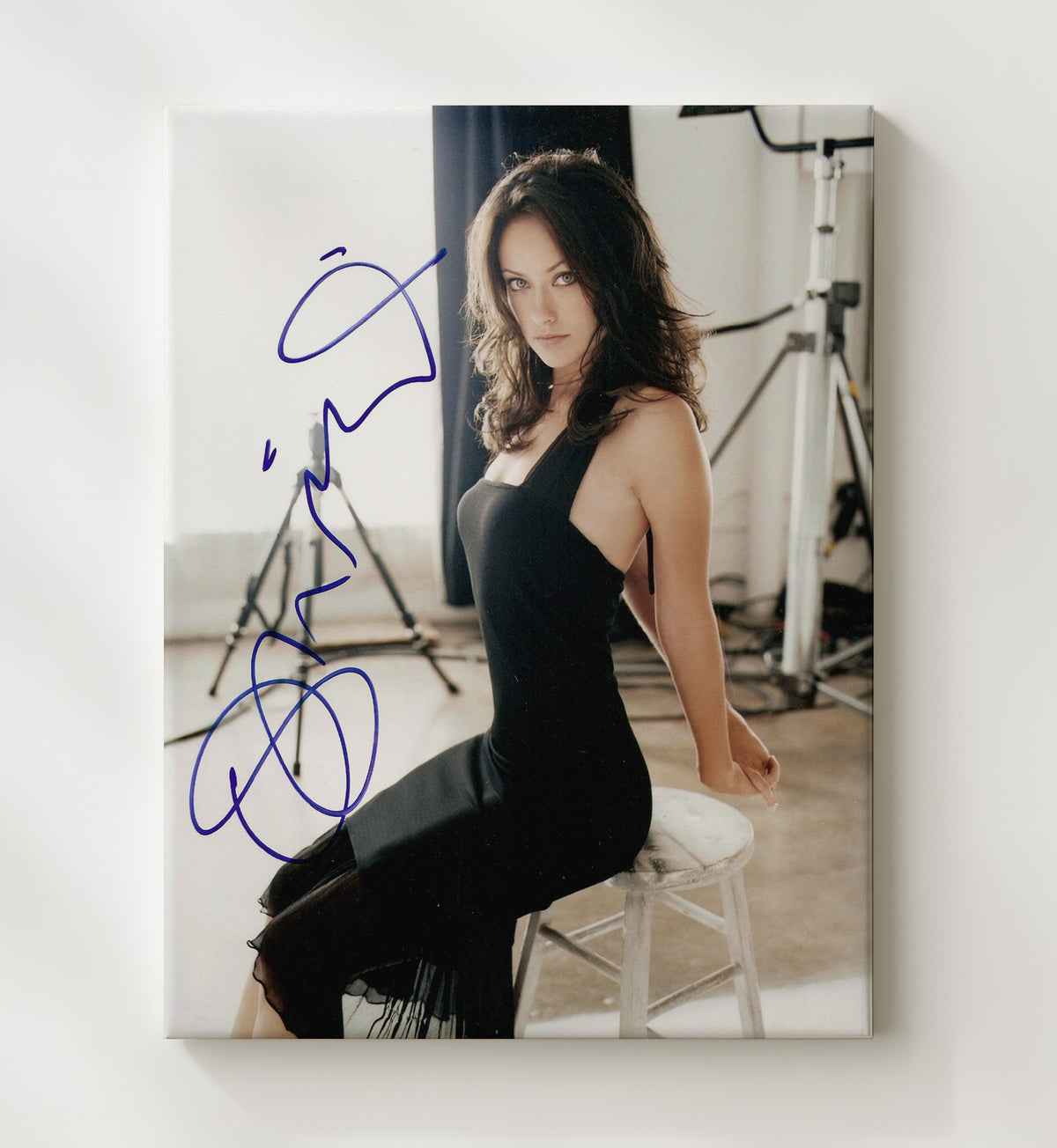 Olivia Wilde - Dark Dress Studio Glam Seated movie wall art 20x24 Canvas