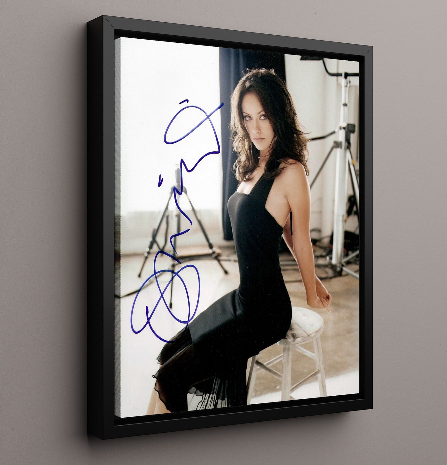 Olivia Wilde - Dark Dress Studio Glam Seated Vintage Movie Wall Art - 16x20 Framed Canvas movie decor