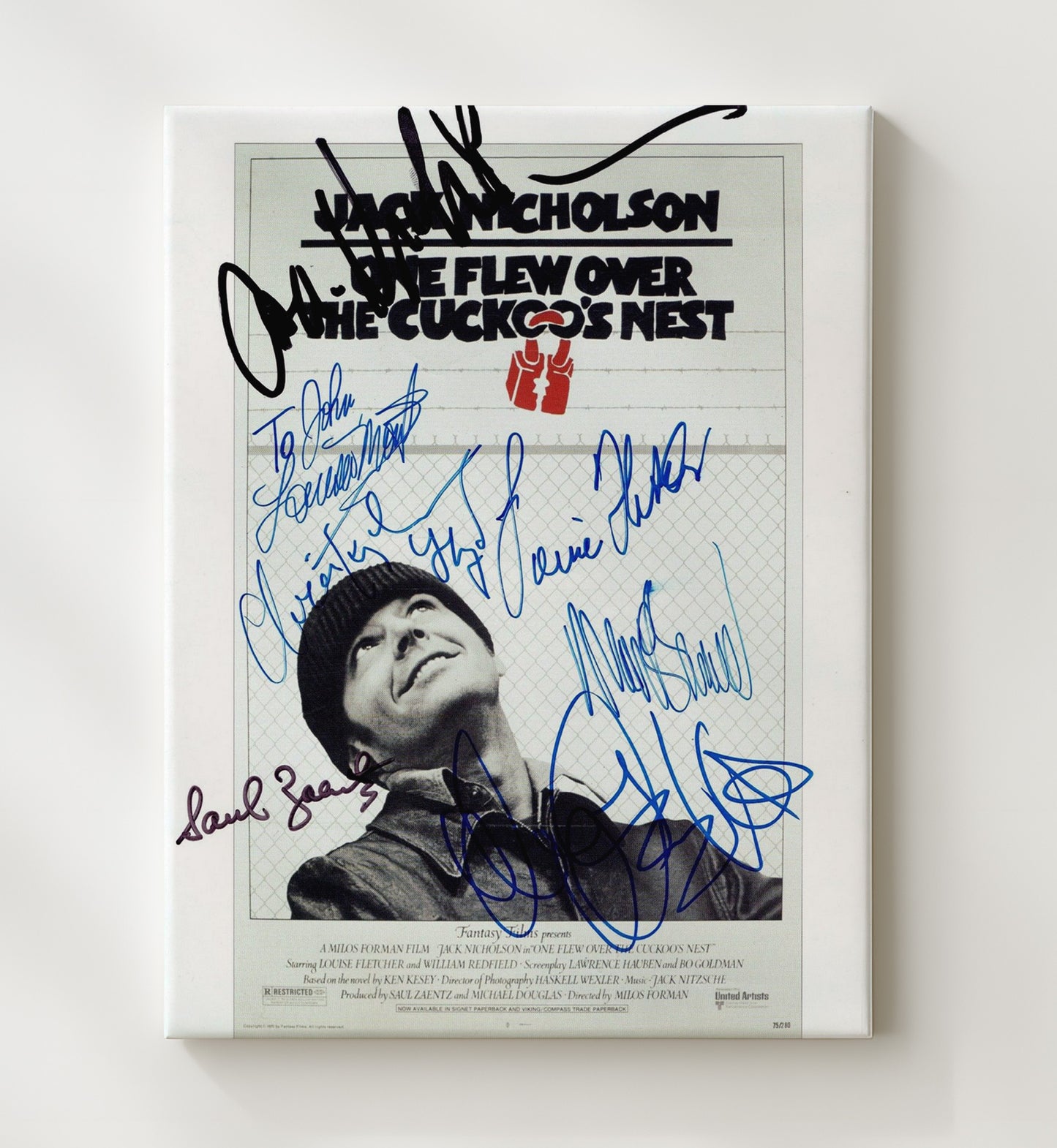 One Flew Over the Cuckoos Nest - Jack Nicholson McMurphy Asylum Rebel Vintage Movie Wall Art - 20x24 Canvas movie decor
