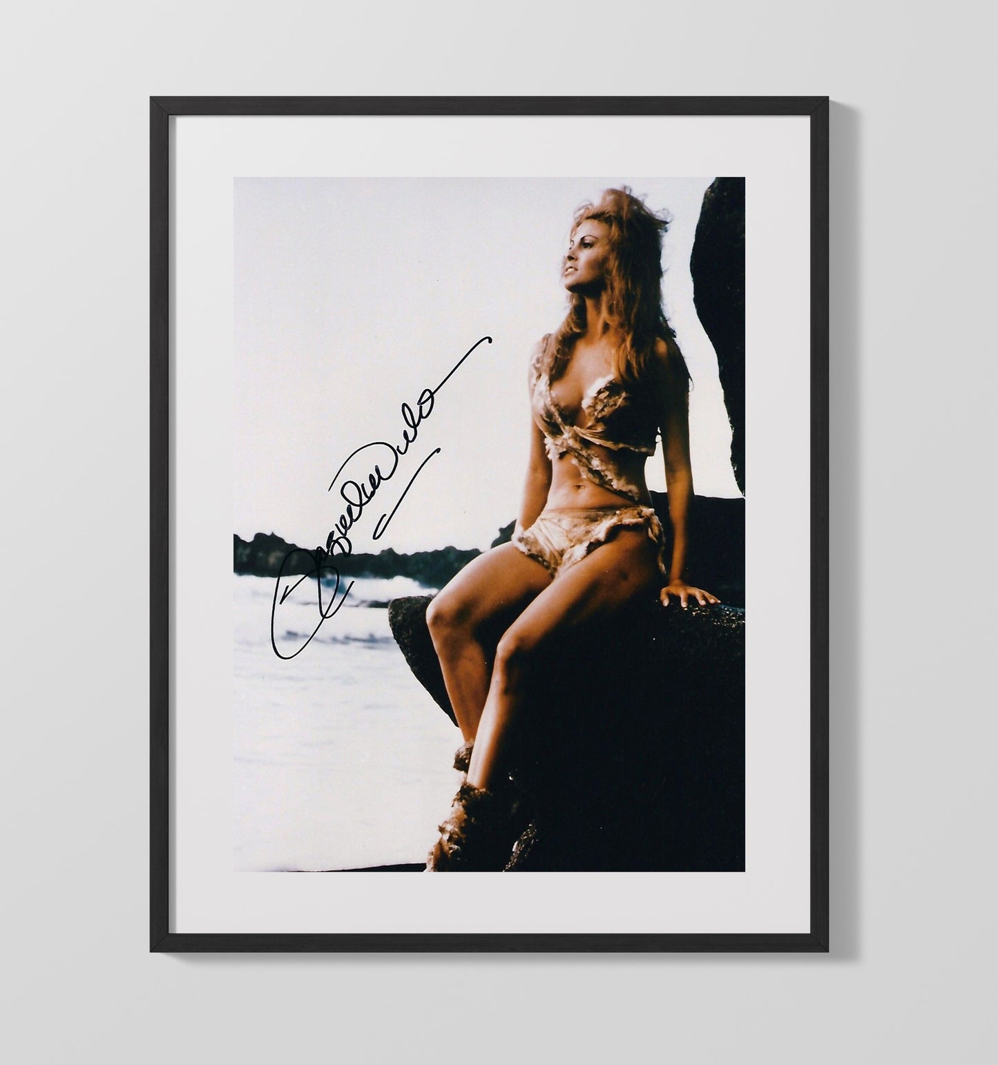 One Million Years B.C. - Raquel Welch - LoanaPrehistoric Fur Costume Beach Scene Vintage Movie Wall Art - 16x20 Gallery Frame movie decor