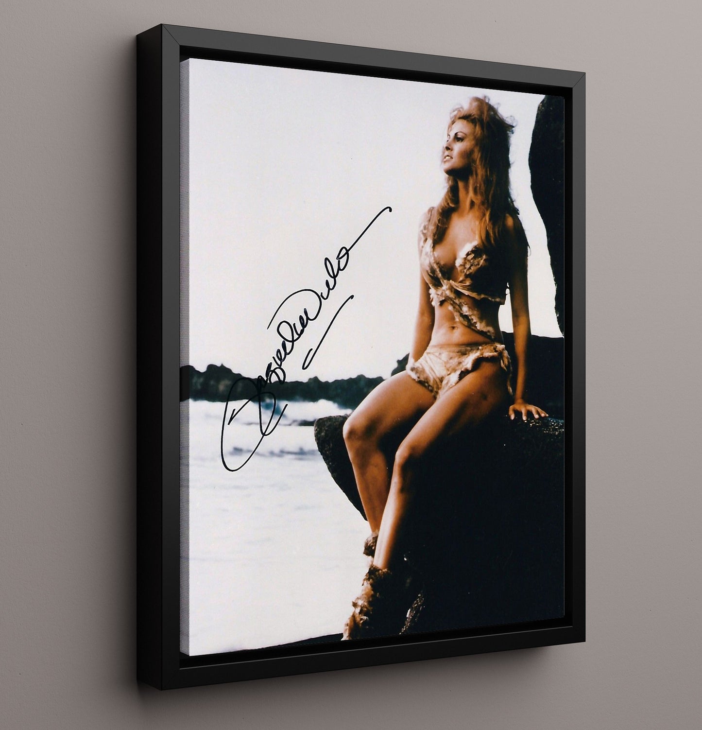 One Million Years B.C. - Raquel Welch - LoanaPrehistoric Fur Costume Beach Scene Vintage Movie Wall Art - 16x20 Framed Canvas movie decor