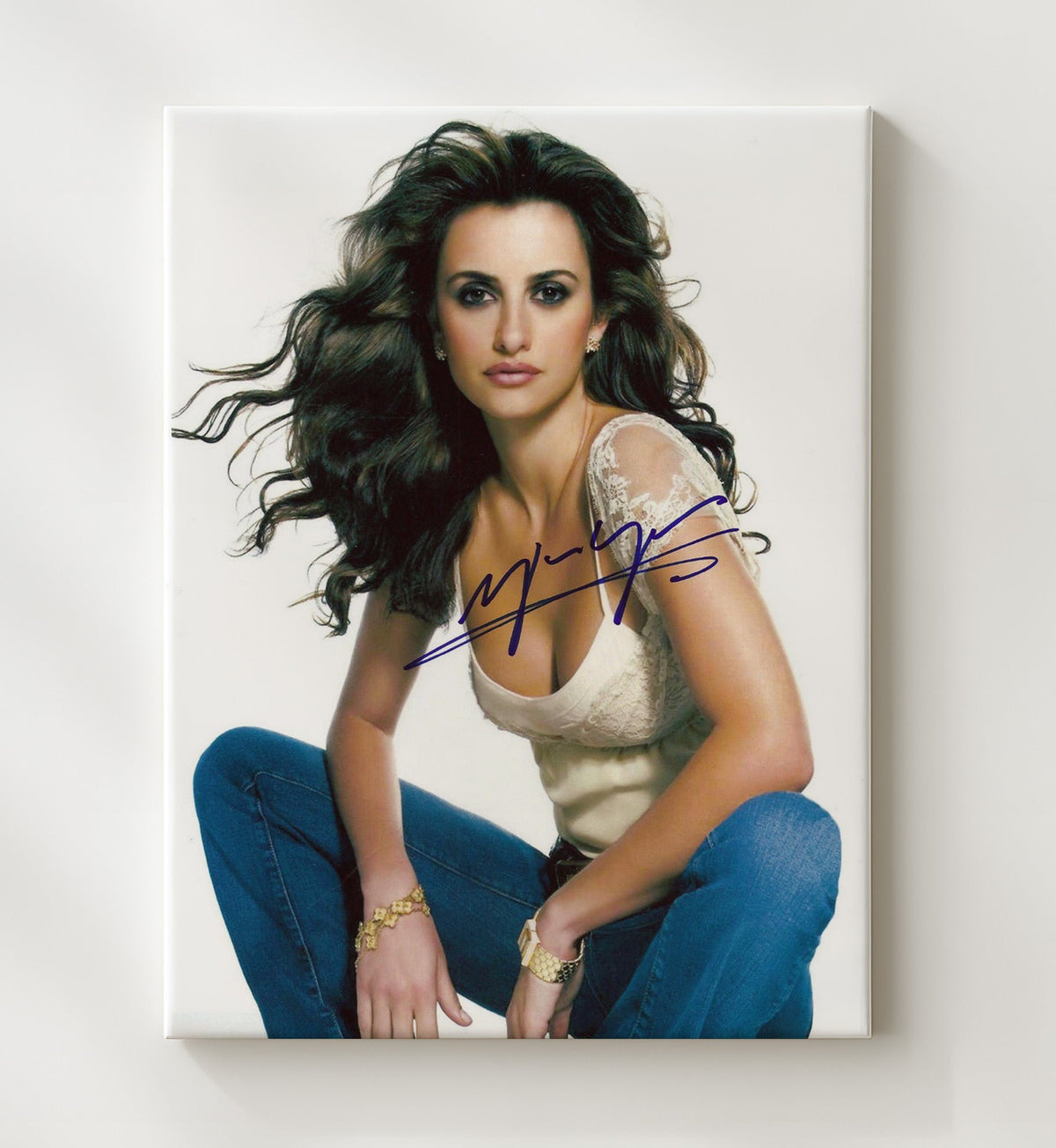 Penelope Cruz - Windswept Hair Studio Glam Hollywood Beauty movie wall art 8x10 Beveled Frame