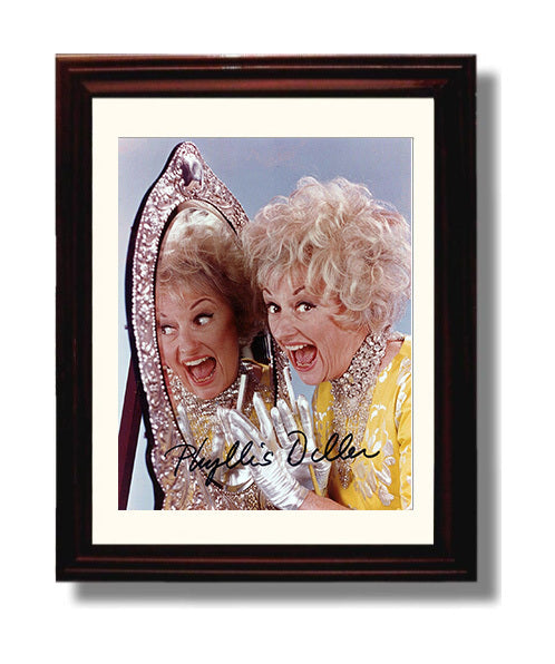 Phyllis Diller - Mirror Reflection Glam Comedy Legend Laughing movie wall art 8x10 Beveled Frame