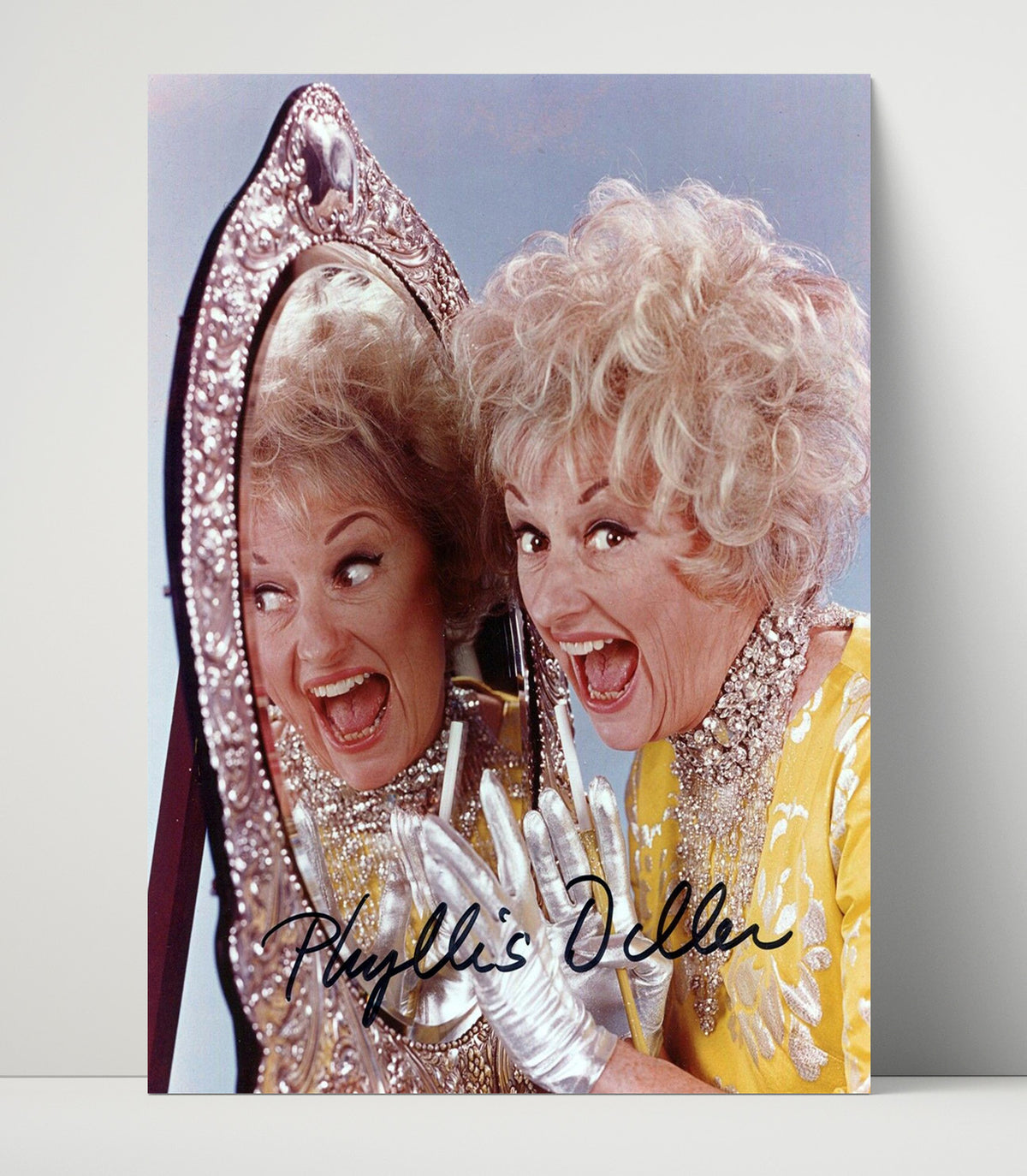 Phyllis Diller - Mirror Reflection Glam Comedy Legend Laughing movie wall art 16x20 Unframed Print