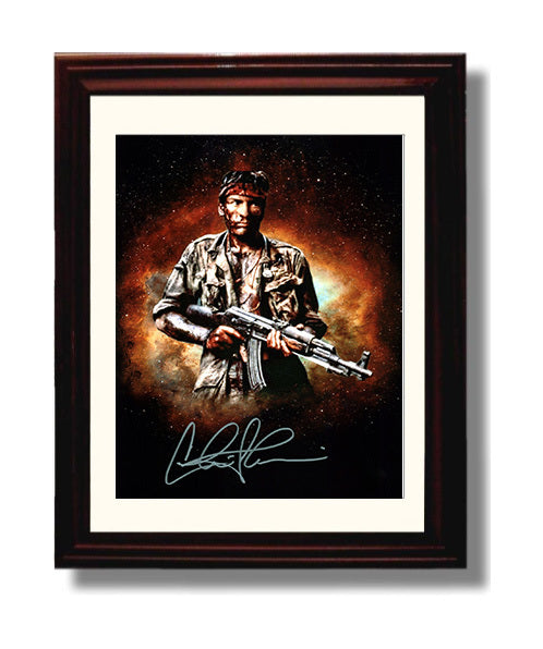 Platoon - Charlie Sheen - Chris Taylor - Battle Worn Soldier Holding Rifle movie wall art 8x10 Beveled Frame