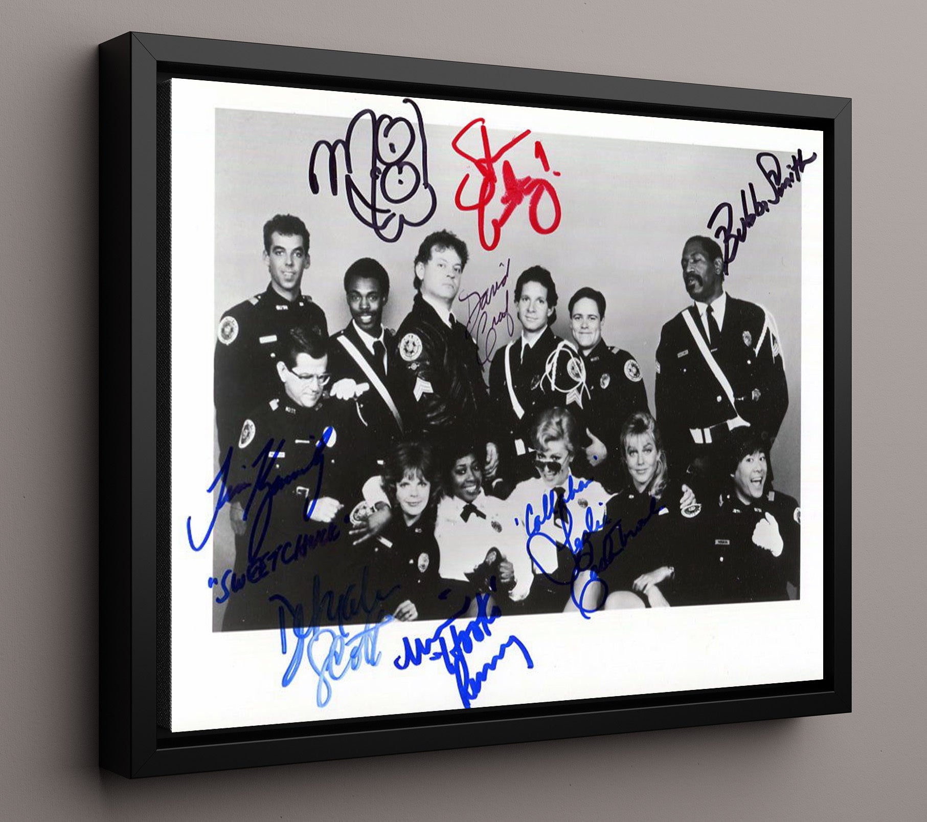 Police Academy - Guttenberg - Mahoney - Misfits Take Over Vintage Movie Wall Art - 16x20 Framed Canvas movie decor