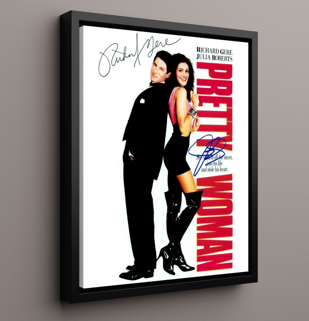 Pretty Woman - Richard Gere - Edward Lewisand Julia Roberts - Vivian Ward - Iconic Couple Moment movie wall art 16x20 Framed Canvas