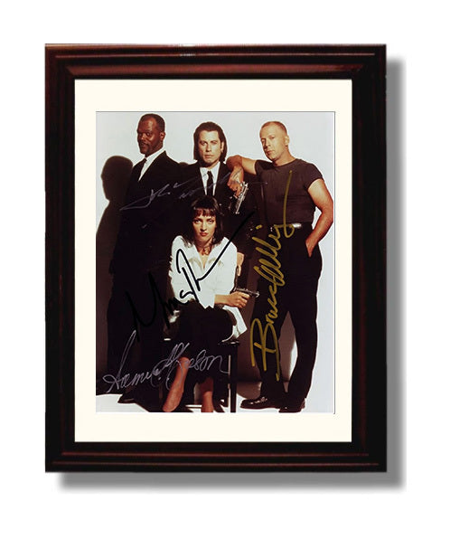 Pulp Fiction - John Travolta - Vincent Vega - Ensemble Cast Crime Film Lineup movie wall art 8x10 Beveled Frame