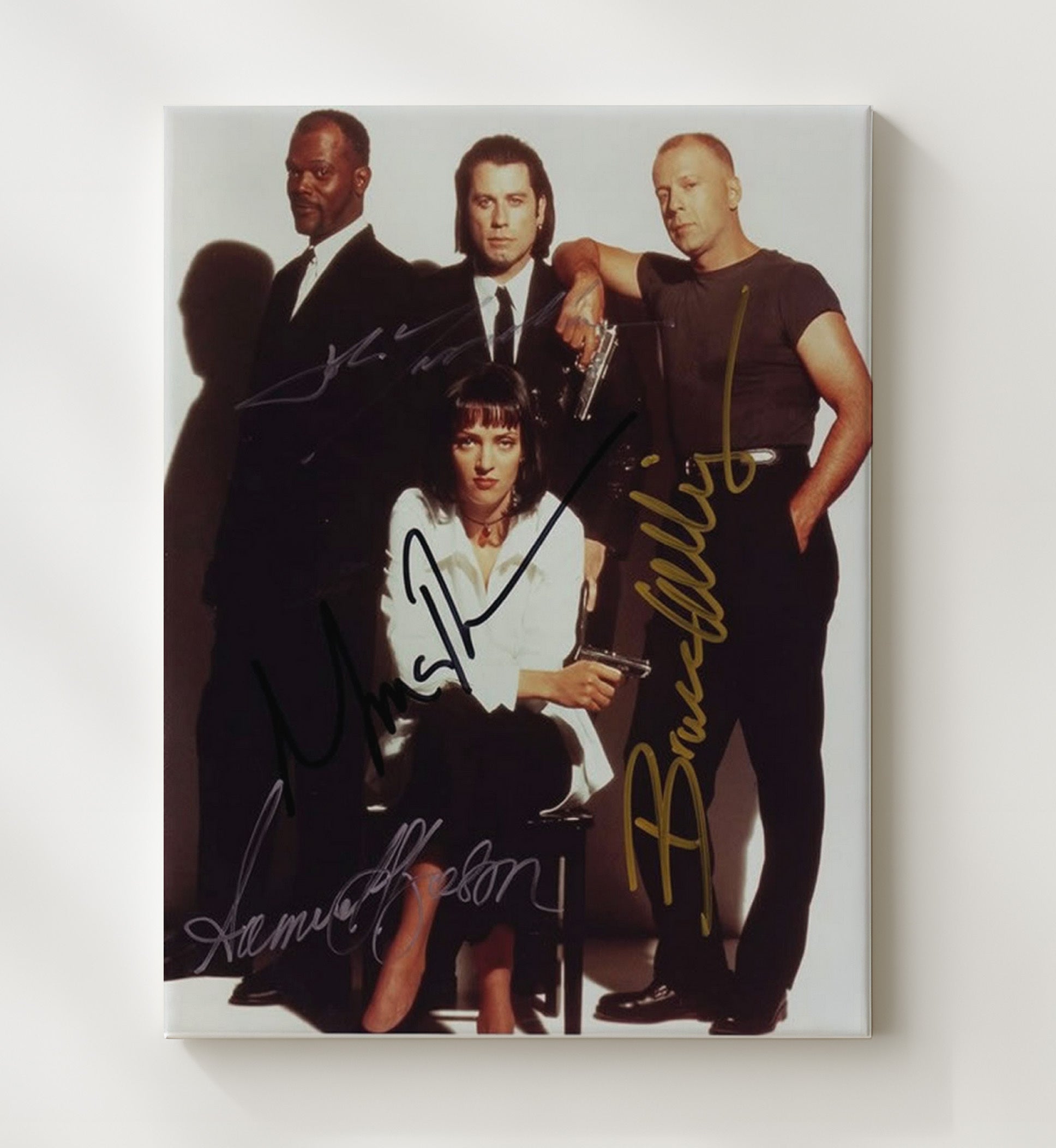 Pulp Fiction - John Travolta - Vincent Vega - Ensemble Cast Crime Film Lineup movie wall art 20x24 Canvas